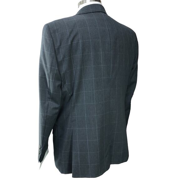 Hart Schaffner Marx HSM Men Size 44S New York Fit Sport Coat Windowpane Grey USA - Picture 6 of 16